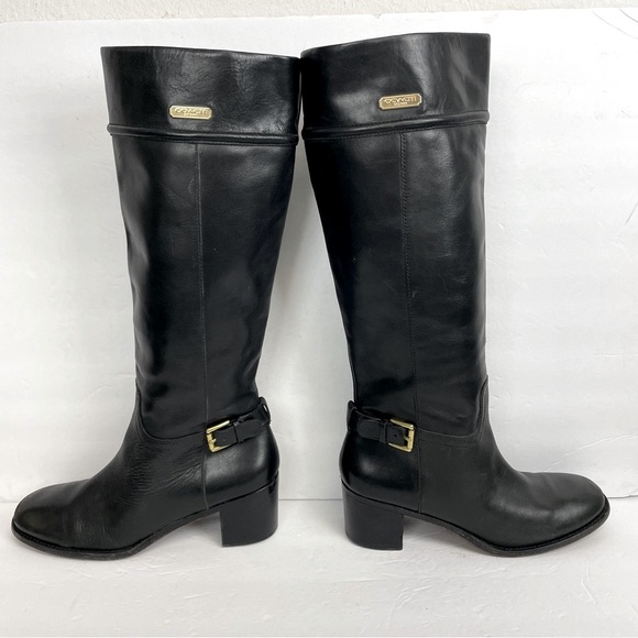 Coach Knee High Black Leather Riding boots women’s Size 9.5 - Picture 1 of 10